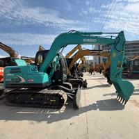 Excavatrice hydraulique compacte sur chenilles d'occasion Kobelco SK75 d'origine japonaise de 7,5 tonnes à vendre