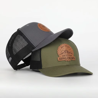 Casquette Trucker Classique à 6 Panneaux en Cuir Personnalisé de Haute Qualité avec Logo, Visière Pré-courbée, Filet et Fermeture Snapback