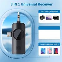 Kit de Microphone Sans Fil 2 Mics 3-en-1 avec Support Portable et Micro Cravate pour Téléphone, Caméra, Studio, Vlog, Enregistrement Vidéo et Interview