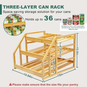 Organizador de Almacenamiento de Bambú para Frascos, Estante de Cocina Apilable de 3 Niveles, Soporte para Alimentos, Estante de Madera para Gabinete - Product Image 5