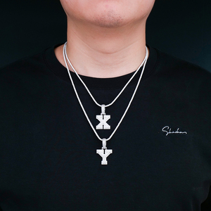 Joyería Hiphop para Hombre de Buena Calidad, Plata 925, Moissanita Blanca de Corte Brillante, Colgante con Inicial de la A a la Z, Chapado en Oro Blanco - Product Image 6