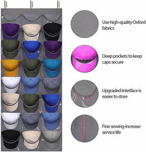Organisateur mural transparent pour chapeaux avec poches, support de rangement suspendu à la porte pour casquettes de baseball, idéal pour le rangement des vêtements dans la maison - Product Image 1