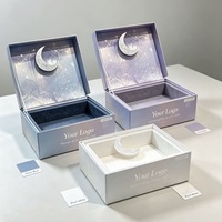 Boîtes cadeaux personnalisées avec logo imprimé, motif étoilé, insert en velours, décoration lunaire, emballage rigide pour bijoux et cadeaux haut de gamme