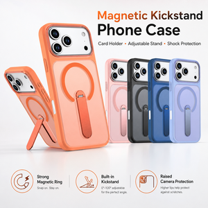 เคสโทรศัพท์แม่เหล็กพร้อมขาตั้งปรับได้ ที่ใส่บัตร  แบบโปร่งแสงด้าน ป้องกันการกระแทก - Product Image 3