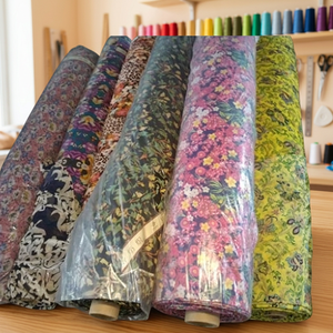 ผ้าถักตาข่ายพิมพ์ลาย JINOOTEX โพลีเอสเตอร์ 100% 130gsm ขนาด 58"/60" คุณภาพเกรด A มีสินค้าในสต็อกสำหรับทำชุดเดรส - Product Image 3