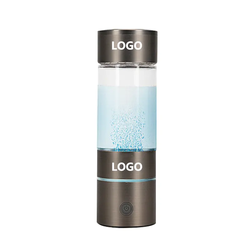 LOGO personalizzato bottiglia di acqua portatile a idrogeno H2 USB ricco di idrogeno ionizzatore alcalino 13OZ 1200-1400PPB