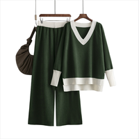 Ensemble de deux pièces pour femmes, pull en viscose tricoté uni décontracté, nouveau modèle printemps 2025, pantalon large à jambes larges, formel