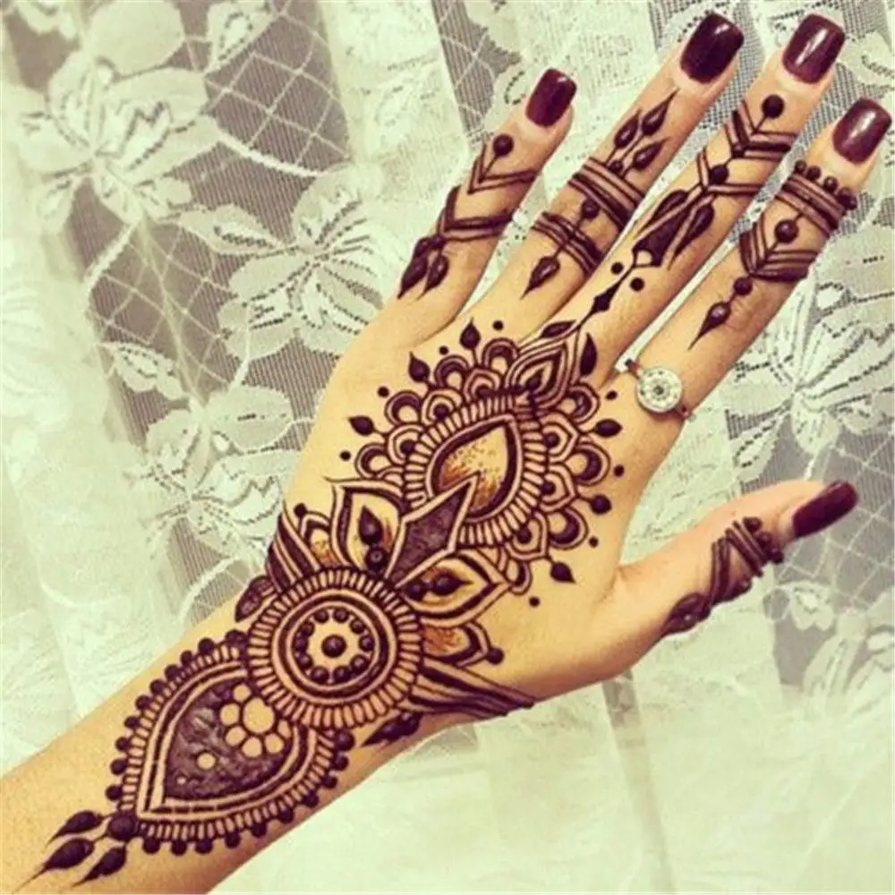 Mode Henna Tattoo Stencil Tijdelijke Hand Tattoos Diy Body Art Verf Sticker Template Indiase Bruiloft Schilderen Kit Tools
