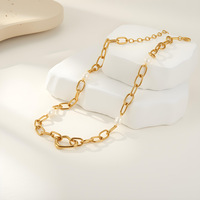 Ensemble collier et bracelet en perles d'eau douce et maillons irréguliers pour femmes, fabriqué en acier inoxydable plaqué or 18 carats