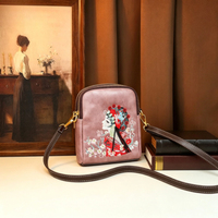 Sac à main vintage 3D gaufré pour femme, sac bandoulière rétro avec portrait de dame, sac messager, pochette de téléphone de créateur