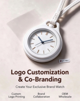 Gestalten Sie Ihr eigenes Logo & Co. Branding, trendige Herren-Quarz-Taschenuhr, modisches, lässiges Luxusdesign mit Lederarmband.