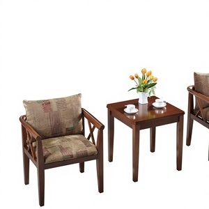 Chinese Style Solid Wood Chair Set 2 Piece <b>Brown</b> Dining Room Furniture For Home And Coffee Shop - Product Image 2
