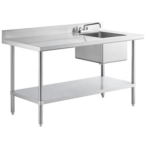 NSF Xiangying 304 <span class=keywords><strong>évier</strong></span> de lavage à bol simple en acier inoxydable <span class=keywords><strong>avec</strong></span> égouttoir gauche ou droit table d'<span class=keywords><strong>évier</strong></span> en inox <span class=keywords><strong>avec</strong></span> étagère inférieure - Product Image 1