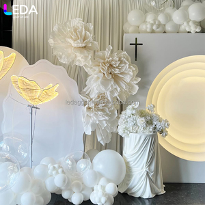LEDA Wedding & Event Decor High Quality Simple Large Modern 3D White Round LED Acrylic <b>Backdrop</b> - Product Image 4