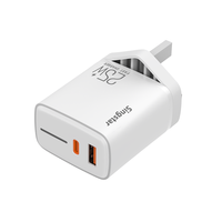 Chargeur rapide USB Type-C QC3.0 25W avec prise UK, protection contre les courts-circuits 5V/3A pour téléphones portables, ordinateurs portables et appareils photo