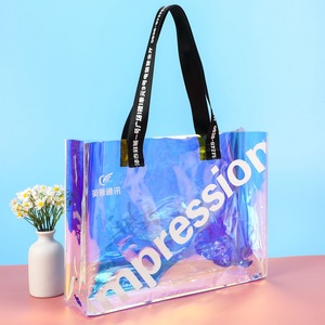 Sac à provisions durable en PVC de grande capacité Sac fourre-tout de plage en plastique de couleur transparente avec poignée épaisse - Product Image 4