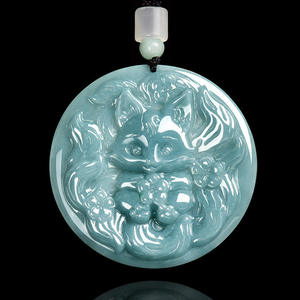 Pendentif en jadéite naturelle bleu eau de roseau, bijoux pour hommes et femmes, vente en gros de jade, cadeau avec certificat d'évaluation DW112 - Product Image 1