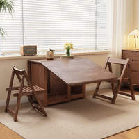 Table à manger extensible et pliable en bois massif, design moderne, stable, gain de place, écologique, rectangulaire, mobilier de maison compact