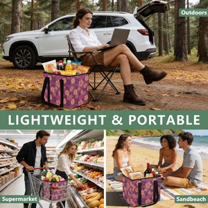 กระเป๋าจัดระเบียบท้ายรถลายดอกชบาแฟชั่น ทนทาน พิมพ์ลายตามสั่ง ขนาดใหญ่ พับเก็บได้ พร้อมหูหิ้ว - Product Image 6