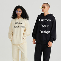 Hoodie personnalisé ODM automne 100% coton 330GSM French Terry unisexe coupe oversize avec impression, broderie, poche, anti-boulochage, haute qualité