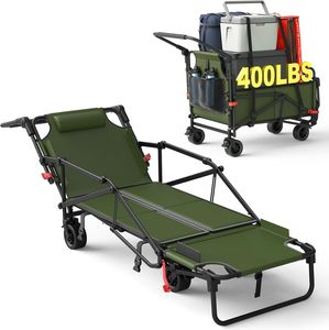 <span class=keywords><strong>Carrito</strong></span> Plegable 2 en 1, Silla Lounge, <span class=keywords><strong>Carrito</strong></span> Utilitario Resistente para Exteriores, Capacidad de 400 Libras, para Campamento, <span class=keywords><strong>Playa</strong></span>, Picnic, Viajes - Product Image 1