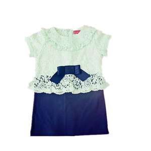 Robe de soirée en dentelle à col roulé avec nœud pour filles, vente en gros en ligne, vêtements pour enfants, collection été, provenance Chine - Product Image 1