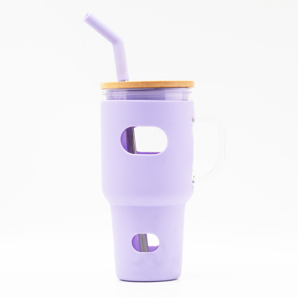 Custom Handle 32 Oz Drinking Glass Tumbler with Time Marker Reusable Iced  Coffee Cup with Bamboo Lid and Straw for Car Driving| Alibaba.com