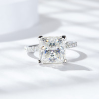 Grande bague en moissanite carat bijoux de mariage en argent 925 carré coupe princesse Moissanite bagues de mariage en argent pour femmes