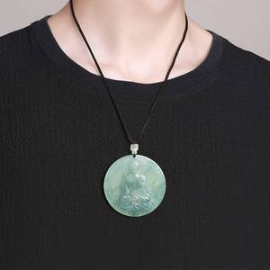 Colgante de Jadeíta Natural Grande Tathagata Verde Claro, Amuleto del Zodiaco Oveja Mono, Colgante Guardián para Hombres y Mujeres FG69 - Product Image 4