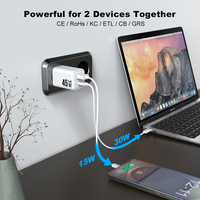 Chargeur mural USB rapide GaN PD 45W pour iPhone 17 18 Pro Max, ordinateur portable, Macbook, tablette, téléphone portable, certifié CE ROHS, directement de l'usine