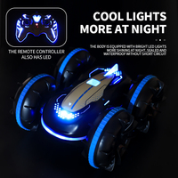Voiture RC amphibie 4x4 rapide 2,4 GHz étanche à double commande avec éclairage pour jeux en piscine pour enfants, télécommande incluse