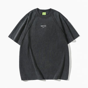 Maglietta da uomo stile Street Hip-hop stile retrò a maniche corte ampia mezza manica girocollo Top con motivo stampato in tessuto tessuto - Product Image 1