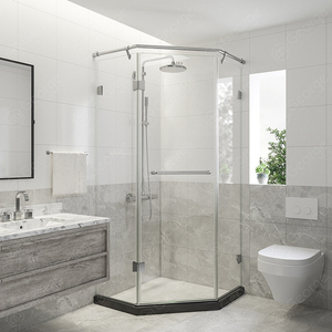 Panneau de douche en verre acrylique sans cadre carré moderne avec cadre noir, épaisseur 12 mm, marque George More, garantie <span class=keywords><strong>5</strong></span> ans - Product Image 1