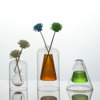 Bouteille diffuseur de parfum en verre de forme unique, pots en verre personnalisés pour aromathérapie, bouteille diffuseur de parfum vide en verre pour huiles essentielles et fleurs