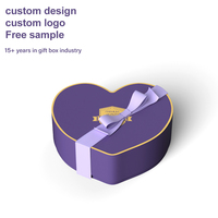 Boîte à chocolat de luxe personnalisée en forme de cœur violet rigide, écologique, avec logo sur mesure, échantillon gratuit pour les aliments