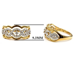 HK China Romantic Design Prong Setting 14k Yellow Gold 100% Natural Diamond Fine Jewelry Broad Wedding Band Ring for Bridal - Product Image 2