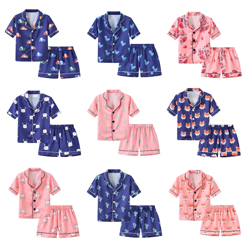Groothandel Kinderen Zomer Korte Mouw Pyjama Mickey Baby Kleding Pak Jongens En Meisjes Pyjama Set Voor Kinderen