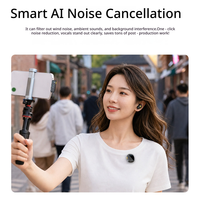 Microphone sans fil invisible pour contenu numérique, micro cravate 2.4G avec réduction de bruit IA, pour caméra et téléphone portable