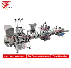 Automatic Jelly Body Butter Liquid Detergent Shampoo Lotion Tabletop Linear Filling Capping Label Machine With Bottle Sorting