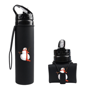Outdoor Sports Silicone Water Bottle 600ml Promotion Gifts Drink Silicone Foldable Bottle With Custom Logo