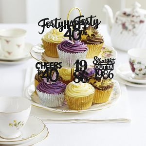 Adornos <span class=keywords><strong>para</strong></span> Cupcakes Negros de <span class=keywords><strong>40</strong></span> Cumpleaños, con Brillantina, <span class=keywords><strong>para</strong></span> Celebrar <span class=keywords><strong>40</strong></span> Años, Decoración <span class=keywords><strong>para</strong></span> Fiestas - Product Image 5