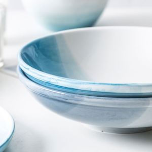Minimalist Plain Alps Gradient Color Ceramic Bowl Plate Service for 4 Dinnerware <b>Set</b> - Product Image 4