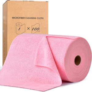 Rouleau de chiffons de nettoyage en microfibre unie, écologiques, à absorption rapide et séchage rapide, serviettes de cuisine jetables avec ligne de déchirement - Product Image 1