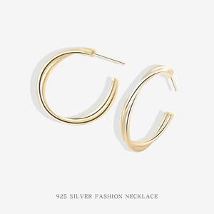 Pendientes de Aro Geométricos Retro <span class=keywords><strong>Gruesos</strong></span> Chapados en Oro de 18K, Minimalistas de Plata Esterlina 925, Sencillos y <span class=keywords><strong>Dorados</strong></span>, Unisex - Product Image 1
