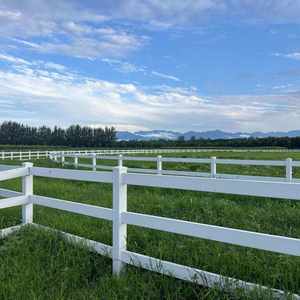 Yüksek kalite beyaz PVC kaplı üç raylar at çit zarif ülke yan çiftlik hayvancılık için ahşap kafes kapıları ısıl işlem görmüş - Product Image 1