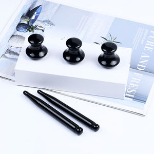 Großhandel natürliche schwarze Obsidian Jade Stein Guasha Werkzeuge Ganzkörper Hals Rücken Bein Arm Gesichts pflege Hautpflege Stein Gua Sha Massage gerät - Product Image 6