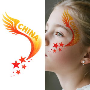Tatouage imperméable de dessin animé de queue de comète d'autocollant de tatouages temporaires de paillettes colorées pour la jambe de bras de visage - Product Image 1