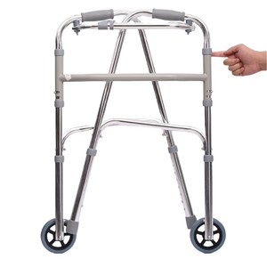 Aluminum Alloy <b>Walker</b> With Wheels Height Adjustable For <b>Elderly</b> Outdoor Use Fitness Rehabilitation Support - Product Image 1