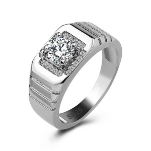 Anillo de Compromiso Clásico para Mujer, Geometría Blanca, Elegante, Brillante, Aleación, Ajustable - Product Image 1