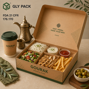 Boîte à <span class=keywords><strong>emporter</strong></span> personnalisée pour wraps shawarma avec compartiments pour frites, houmous et sauce, emballage alimentaire de qualité alimentaire - Product Image 6